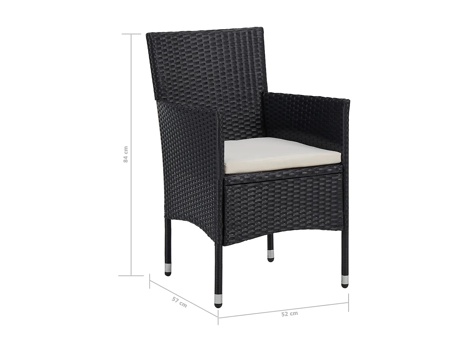 Lucien-René  5-delige Tuinset poly rattan en glas zwart