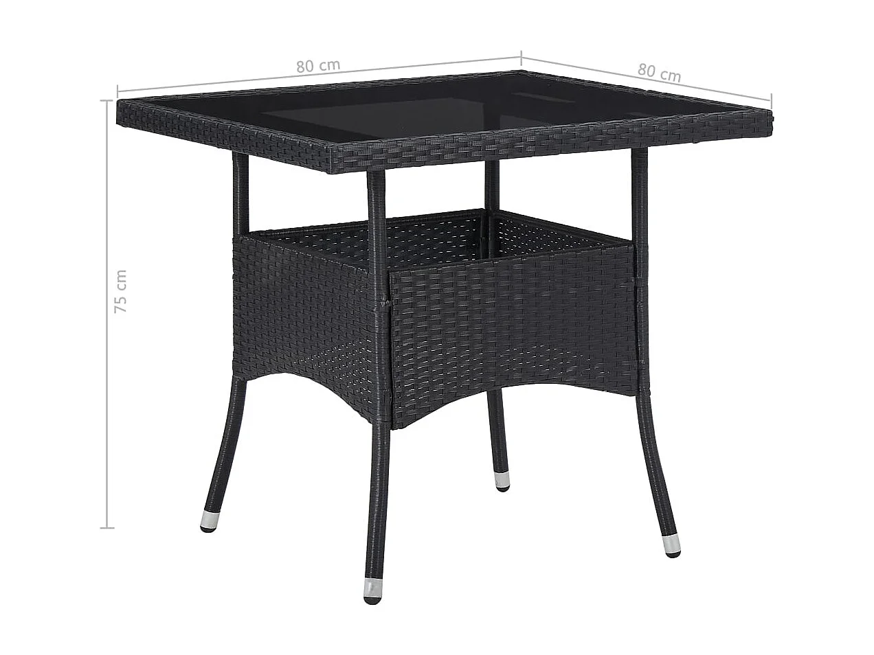 Lucien-René  5-delige Tuinset poly rattan en glas zwart