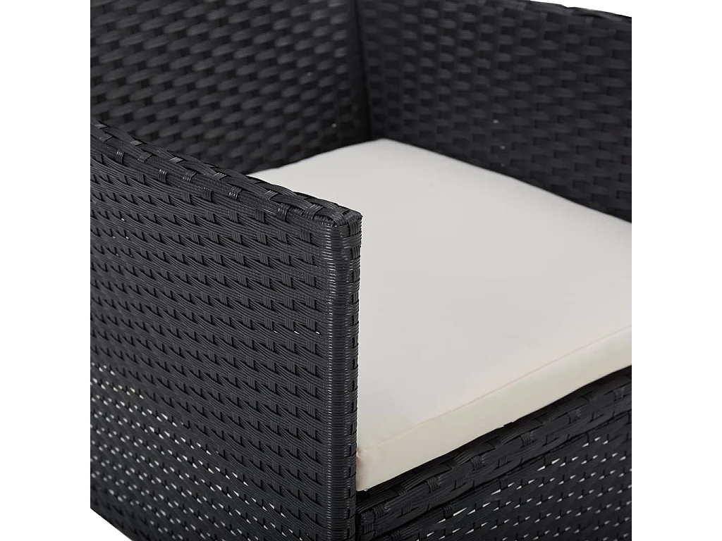 Lucien-René  5-delige Tuinset poly rattan en glas zwart