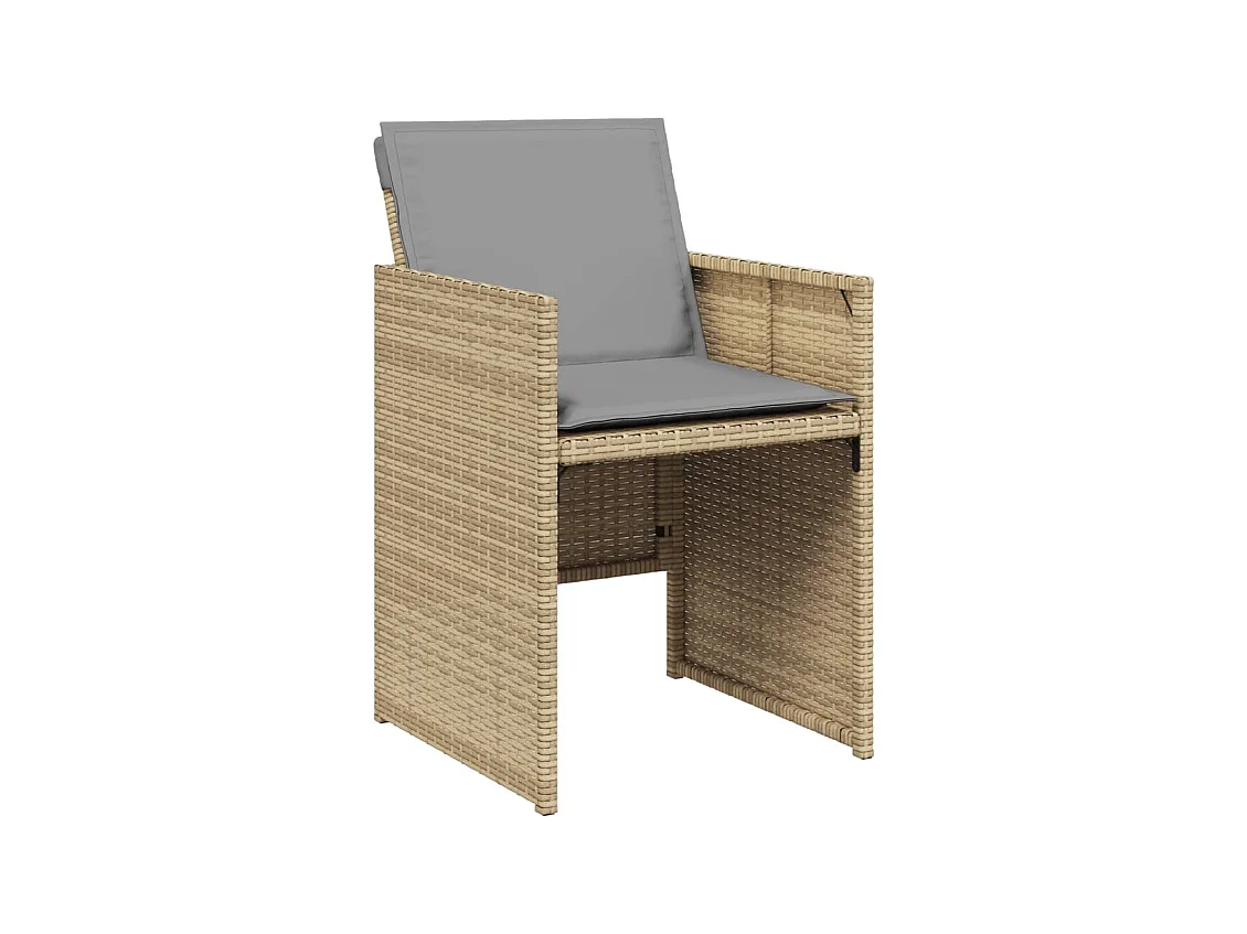 Jeroen  11-delige Tuinset met kussens poly rattan gemengd beige