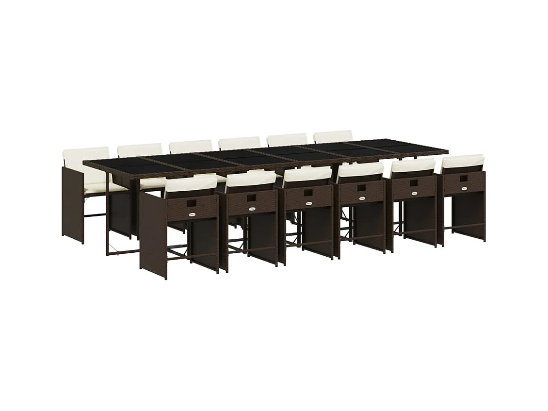 Zele  13-delige Tuinset met kussens poly rattan bruin