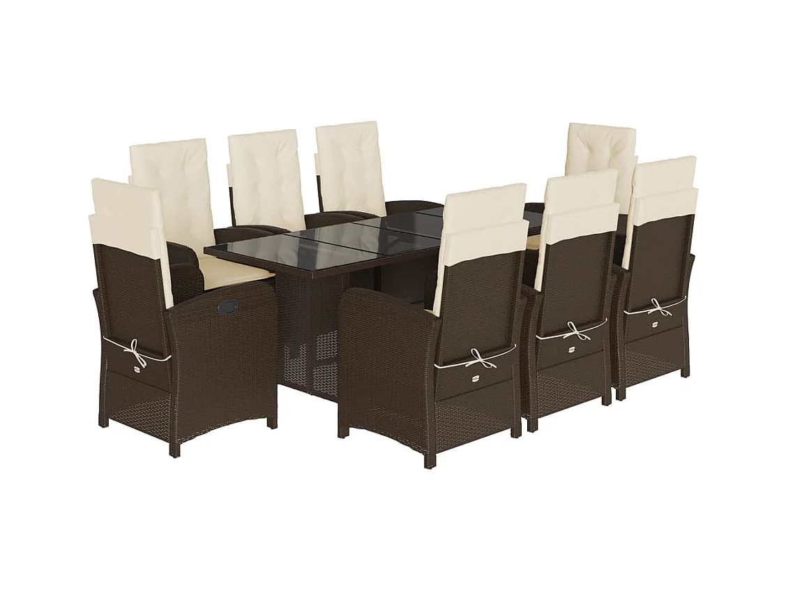 Almkerk  9-delige Tuinset met kussens poly rattan bruin