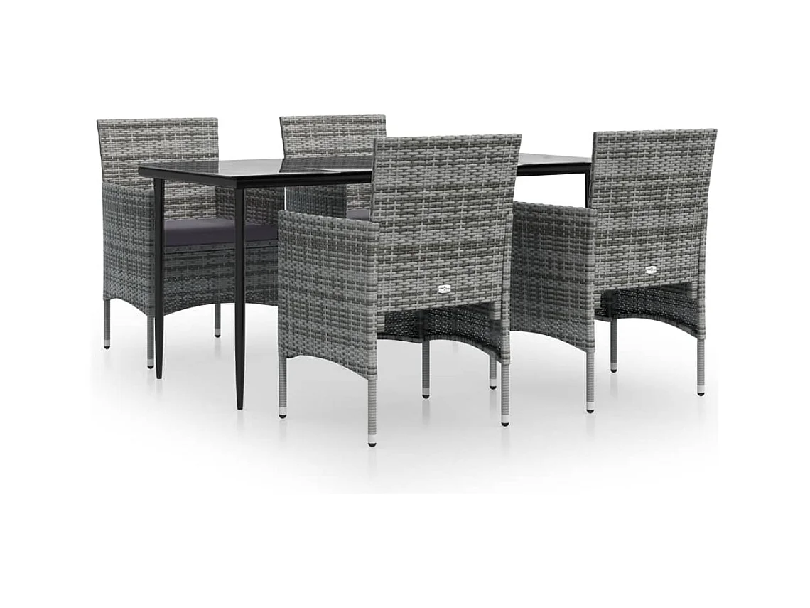 Cesarino  Ensemble à manger de jardin et coussins 5pcs Gris/noir