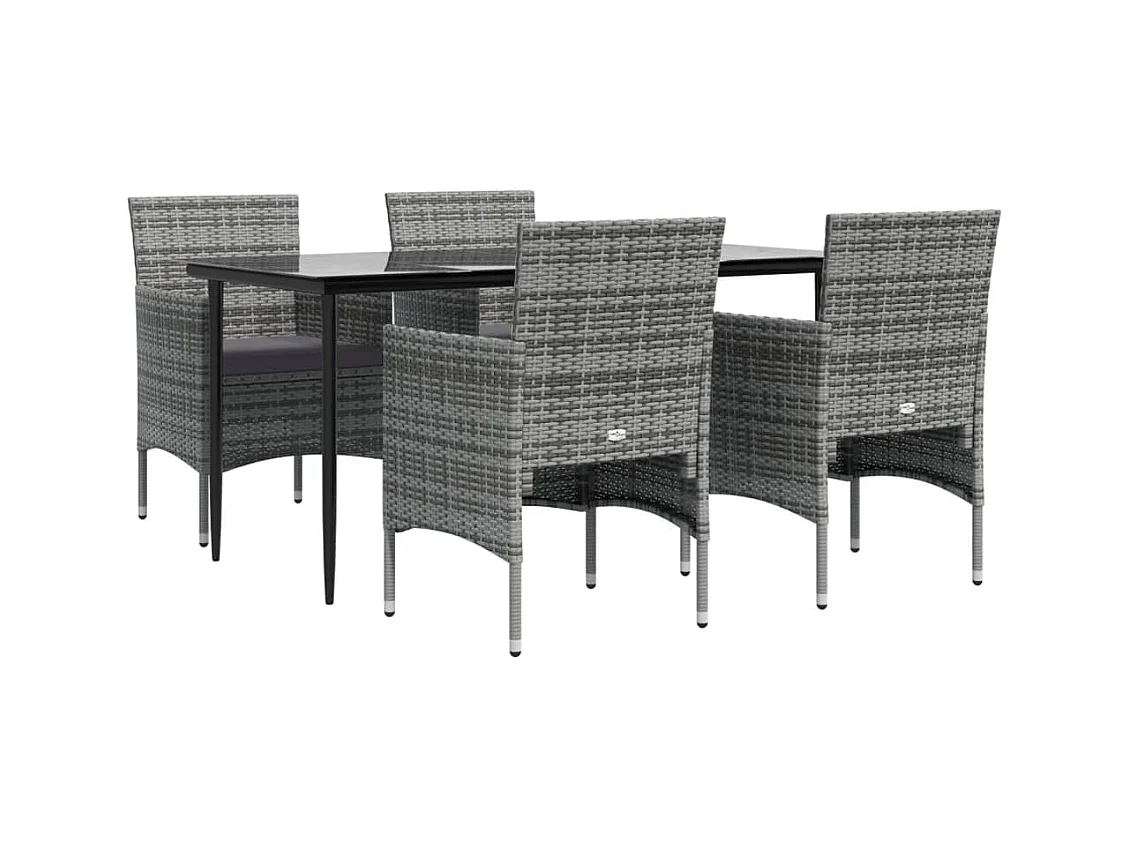 Cesarino  Ensemble à manger de jardin et coussins 5pcs Gris/noir