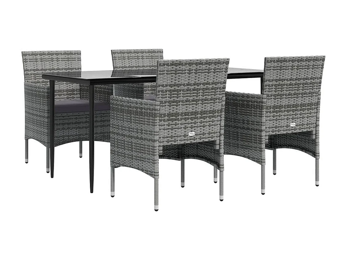 Cesarino  Ensemble à manger de jardin et coussins 5pcs Gris/noir