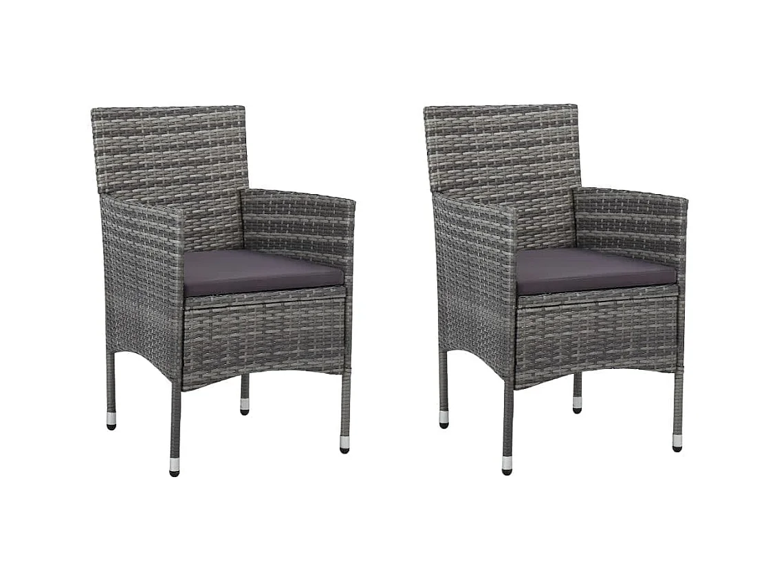 Wausau  Ensemble à manger de jardin coussins 3pcs Résine tressée Gris