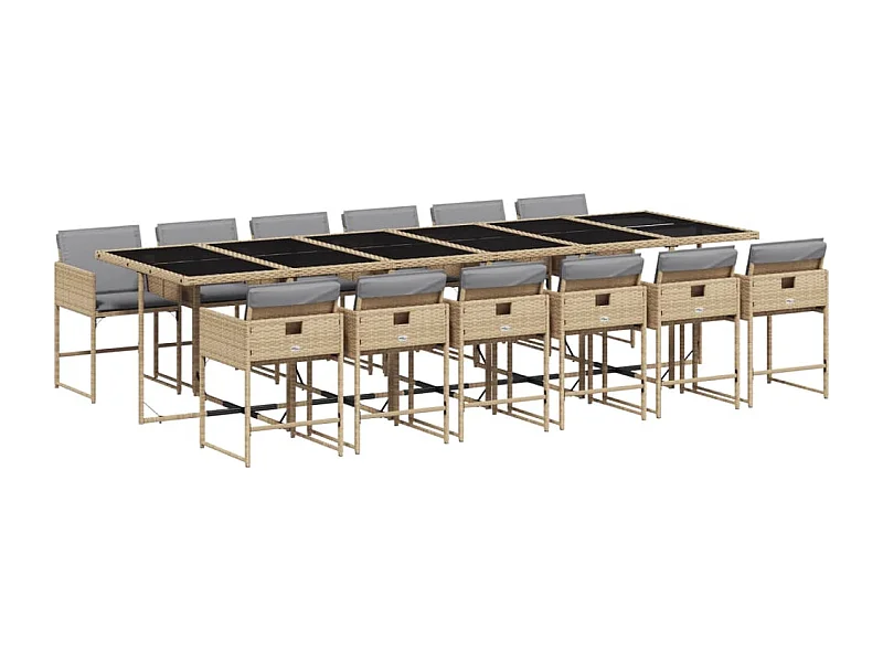 Sener  13-delige Tuinset met kussens poly rattan gemengd beige