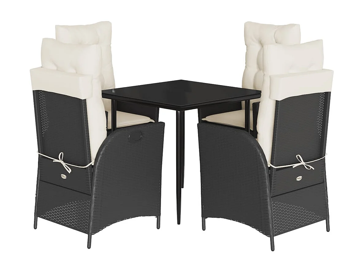 Rinaldo  5-delige Tuinset met kussens poly rattan zwart