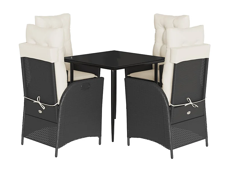 Rinaldo  5-delige Tuinset met kussens poly rattan zwart