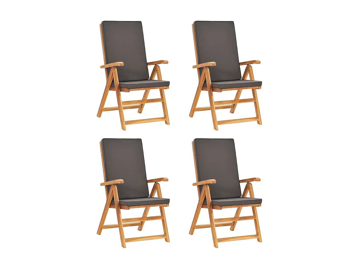 Zoran  Ensemble à manger de jardin 5pcs coussins gris Bois teck massif