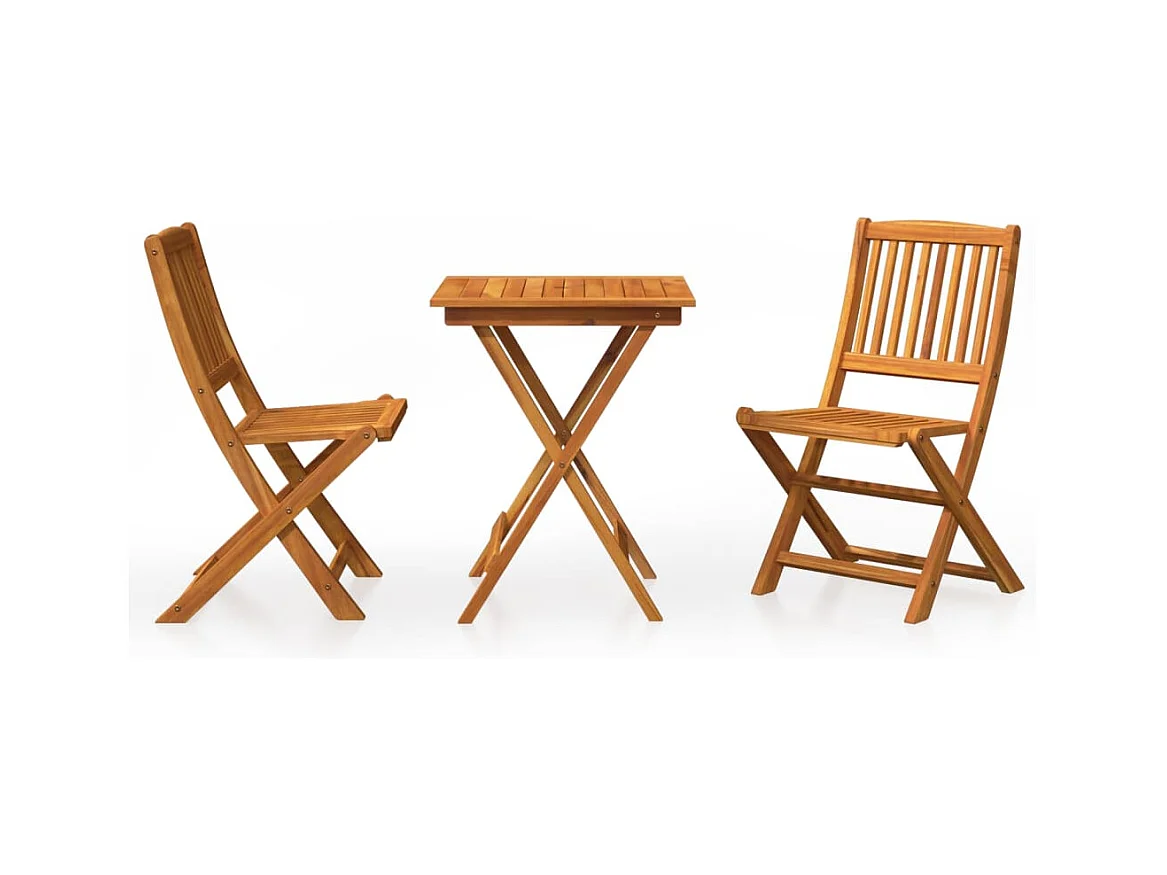 Aghaboe  Ensemble à manger de jardin pliable 3 pcs Bois d'acacia solide
