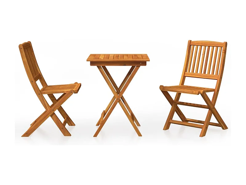 Aghaboe  Ensemble à manger de jardin pliable 3 pcs Bois d'acacia solide