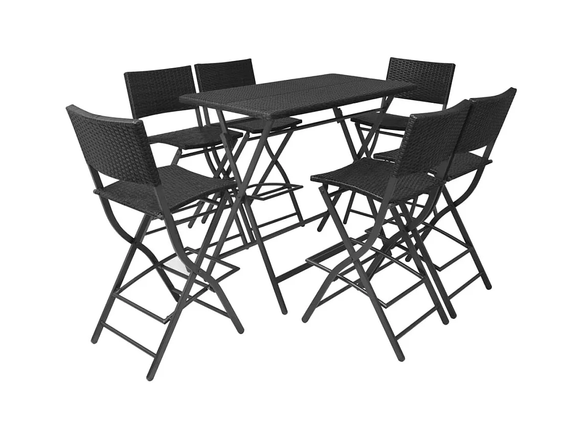 Ilyra  Ensemble à manger d'extérieur pliable 7pcs Acier Résine tressée