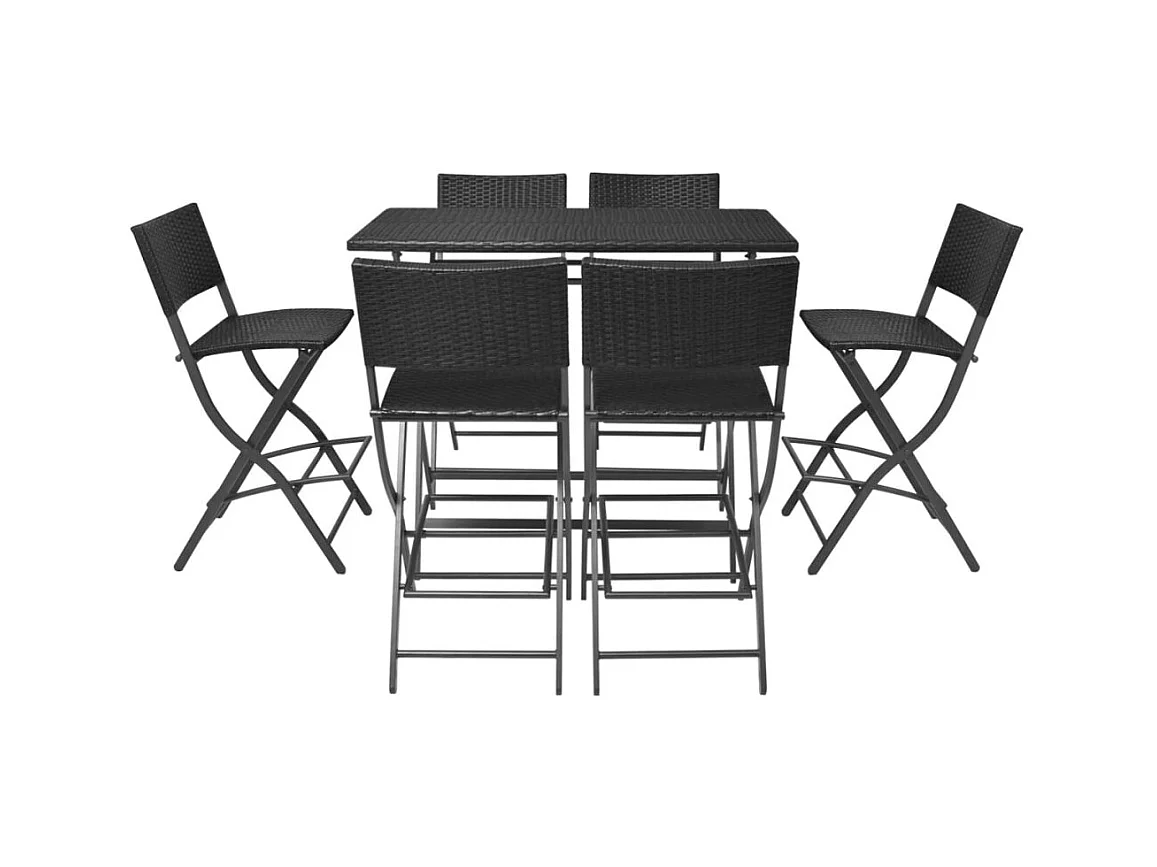 Ilyra  Ensemble à manger d'extérieur pliable 7pcs Acier Résine tressée