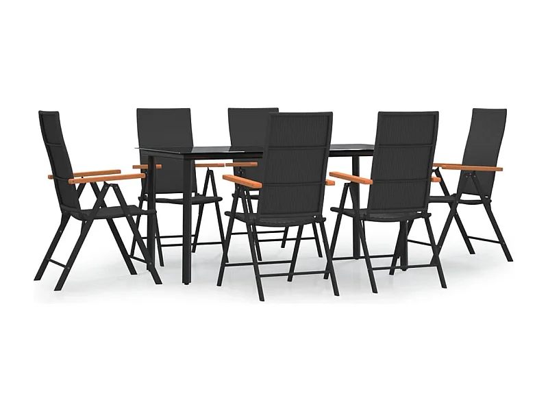 Raymond Clark  Ensemble à manger de jardin 7 pcs Noir et marron Résine tressée