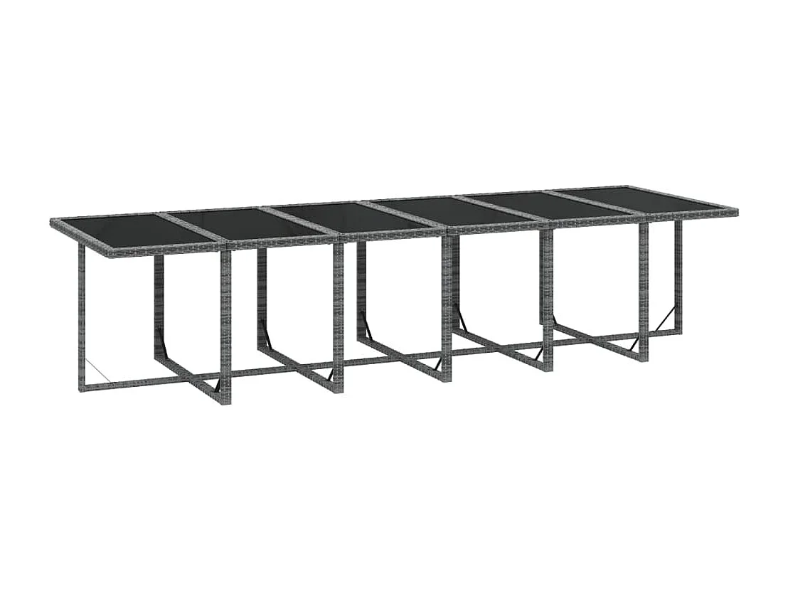 Andaril  Ensemble à manger de jardin coussins 17 pcs Résine tressée Gris