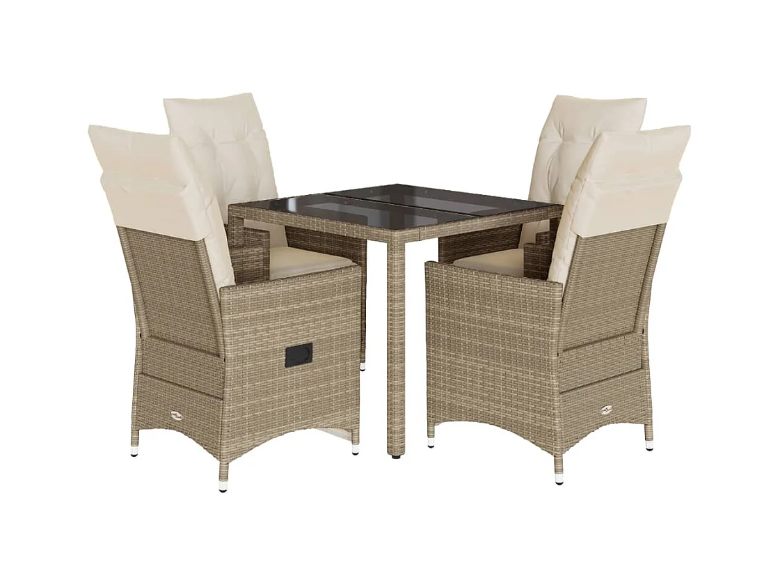 Colonial Pine Hills  5-delige Tuinset met kussens poly rattan beige