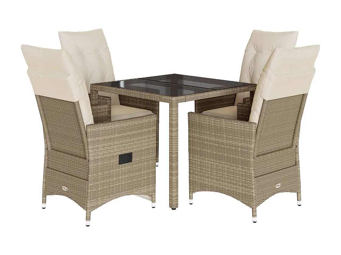 Colonial Pine Hills  5-delige Tuinset met kussens poly rattan beige
