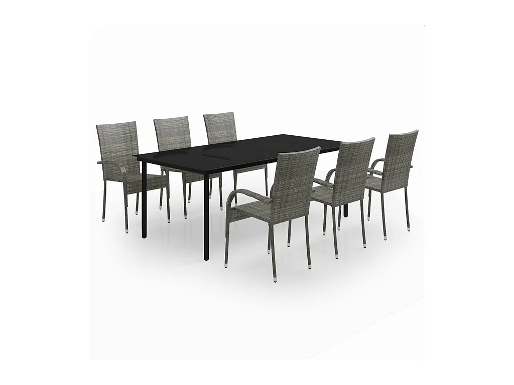 Stoughton  Ensemble à manger de jardin 7 pcs Gris et noir