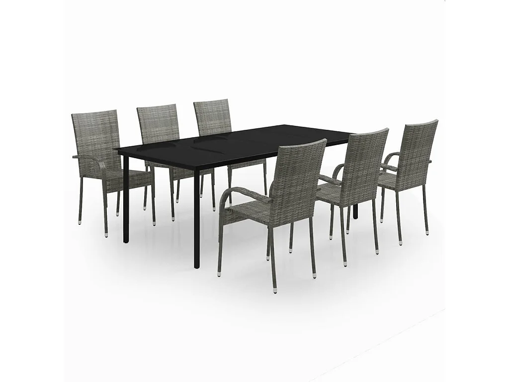 Stoughton  Ensemble à manger de jardin 7 pcs Gris et noir