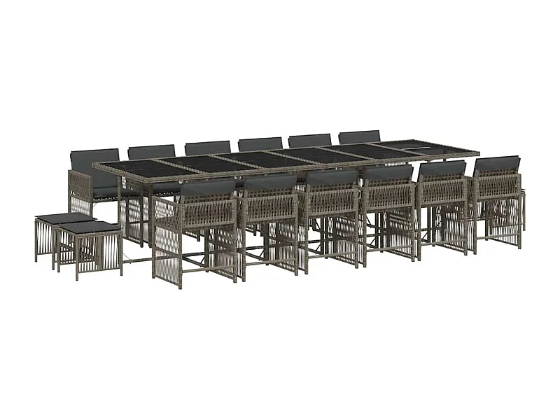 Laura Lucía  Ensemble à manger de jardin 17 pcs et coussins résine tressée