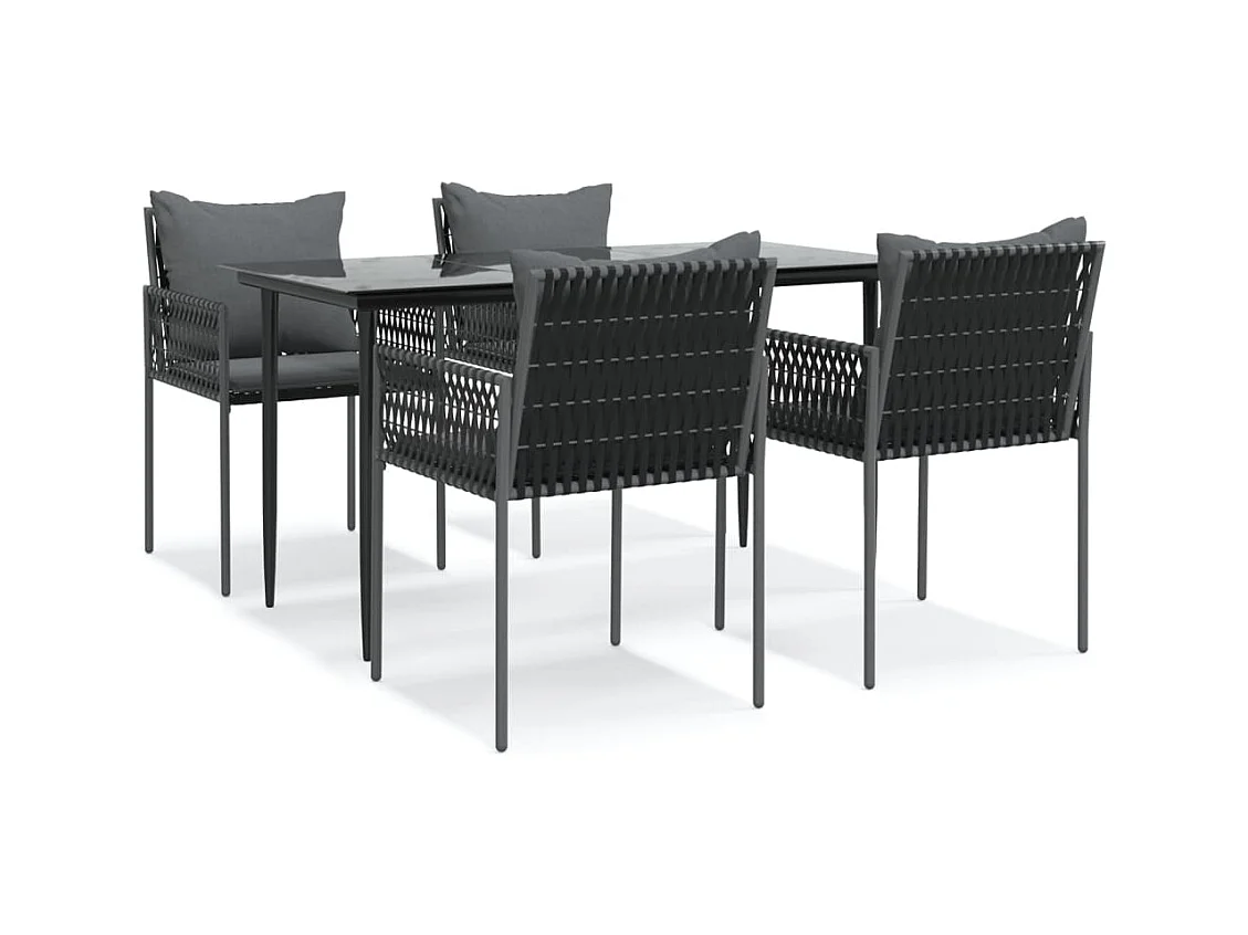 Blen  Ensemble à manger de jardin 5 pcs coussins résine tressée acier