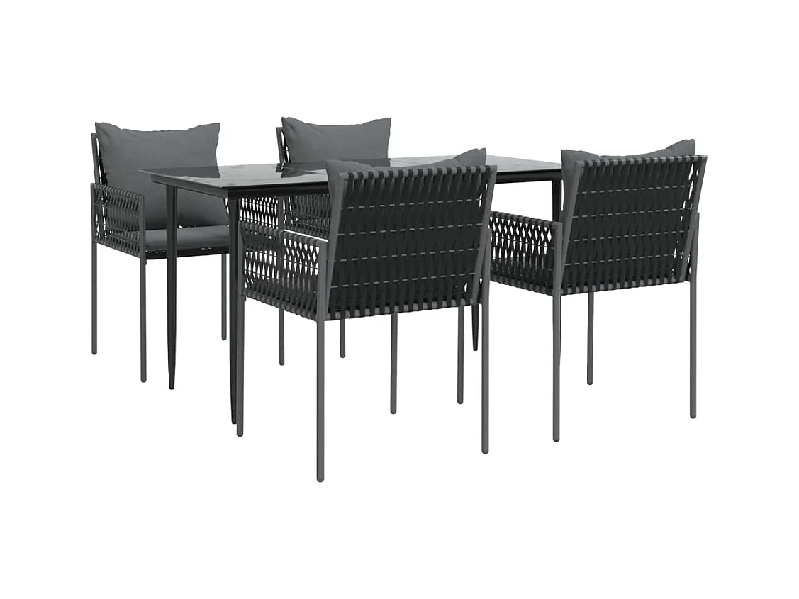 Blen  Ensemble à manger de jardin 5 pcs coussins résine tressée acier