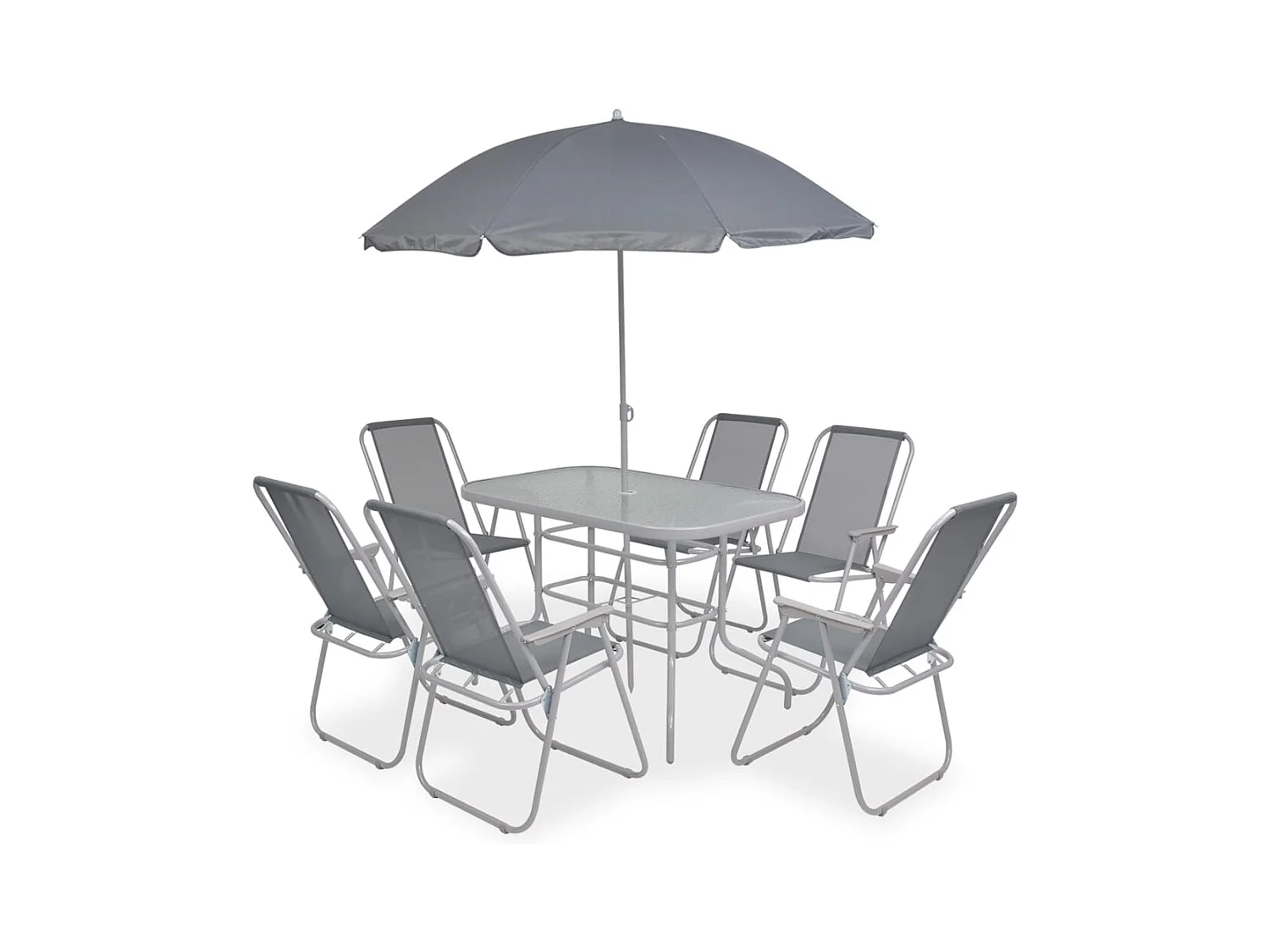 Marilora  Ensemble à manger d'extérieur 8 pcs Acier et textilène Gris