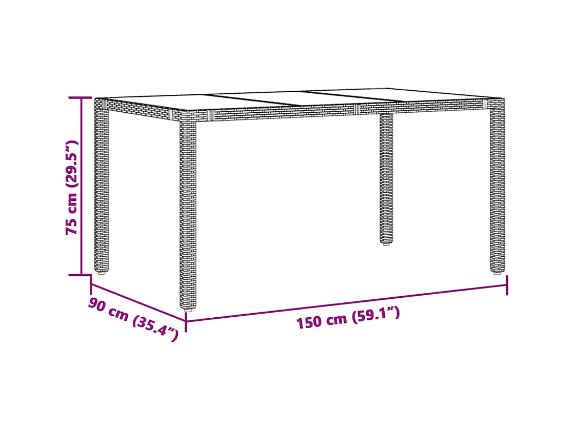 Elm Grove  Ensemble à manger de jardin coussins 7pcs Noir Résine tressée