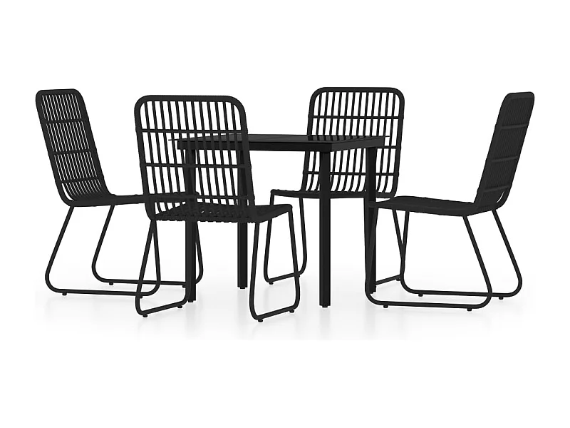 Welcome  Ensemble à manger de jardin 5 pcs Noir