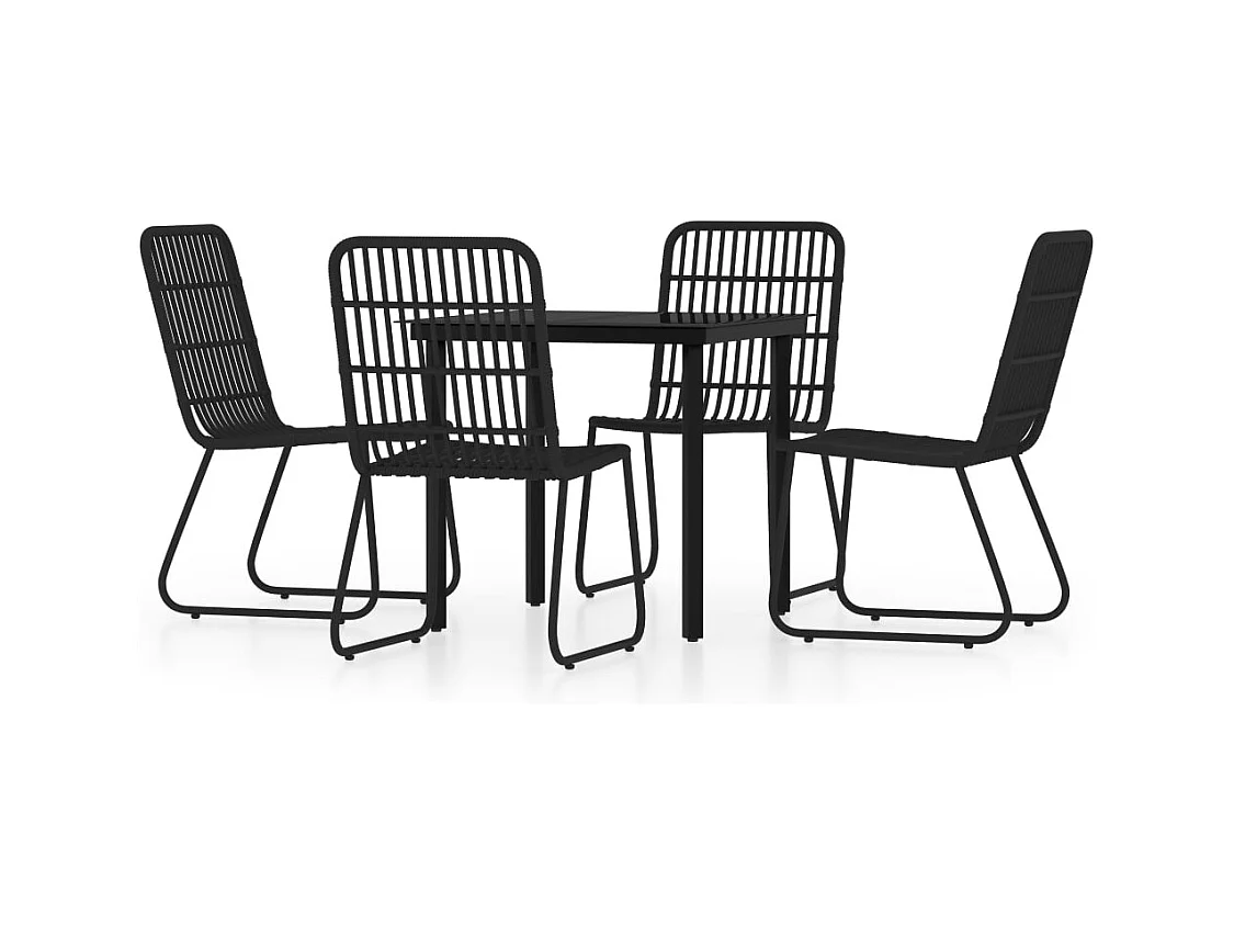 Welcome  Ensemble à manger de jardin 5 pcs Noir