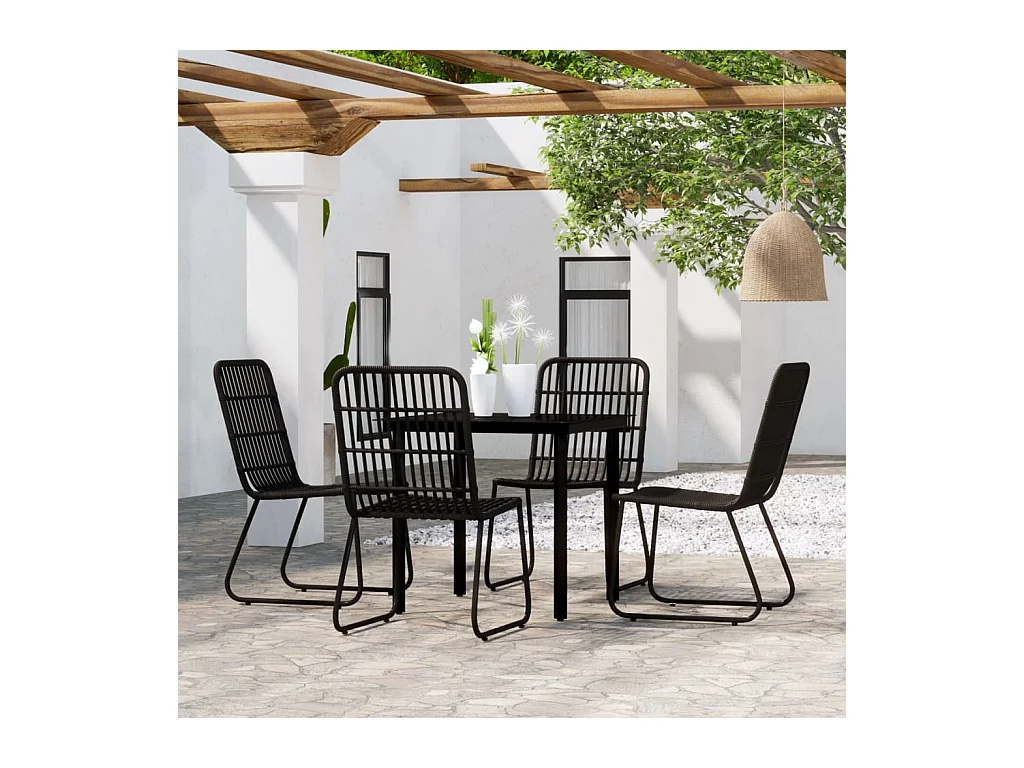 Welcome  Ensemble à manger de jardin 5 pcs Noir