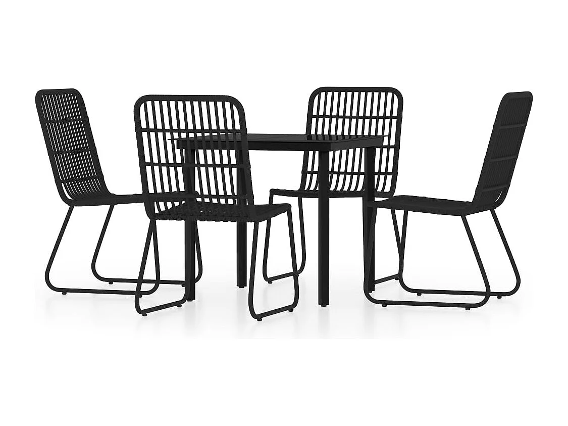 Welcome  Ensemble à manger de jardin 5 pcs Noir