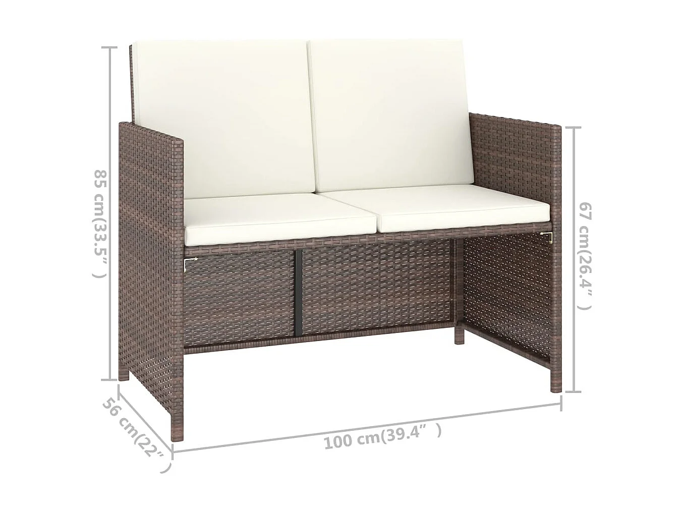 Sylara  6-delige Tuinset met kussens poly rattan bruin
