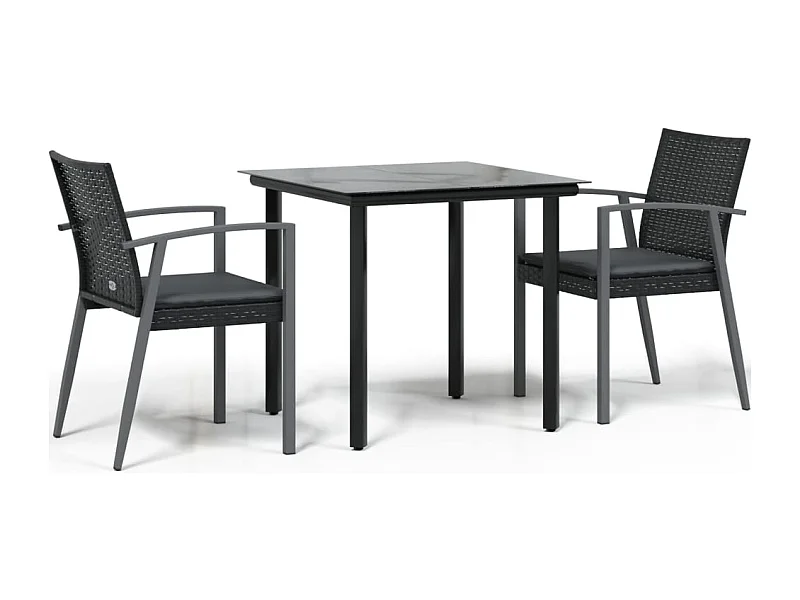 Ephrata  3-delige Tuinset met kussens poly rattan en staal