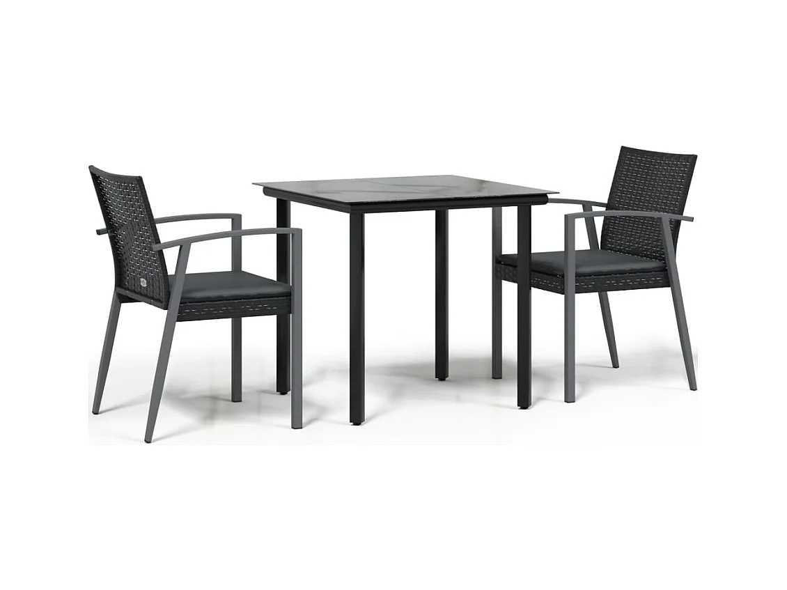 Ephrata  Juego comedor jardín 3 piezas y cojines ratán sintético y acero