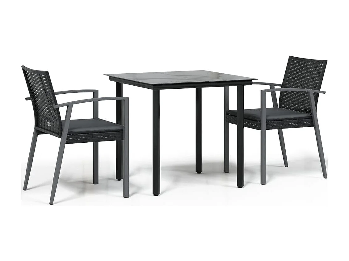 Ephrata  Ensemble à manger de jardin 3 pcs coussins résine tressée acier