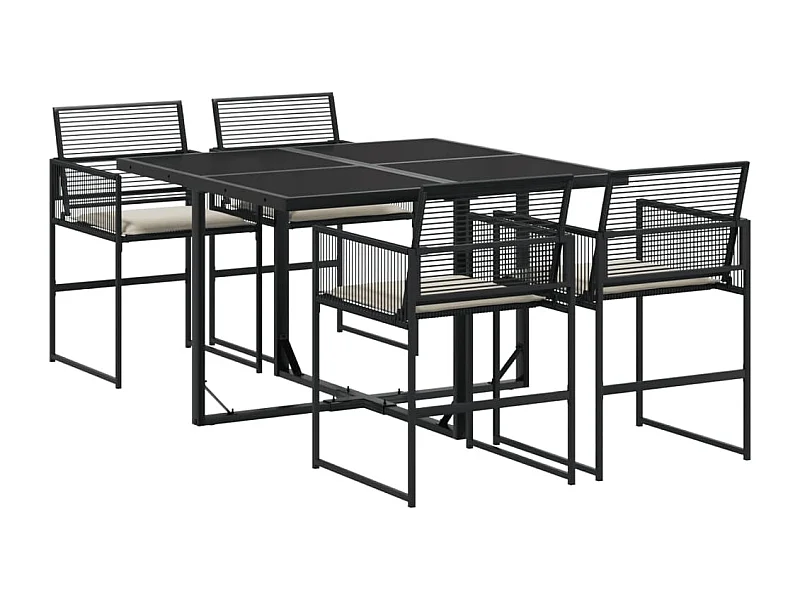 Vynne  5-delige Tuinset met kussens poly rattan zwart