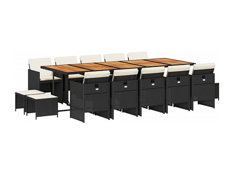 Bonno  15-delige Tuinset met kussens poly rattan zwart