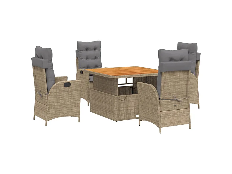 Arde  5-delige Tuinset met kussens poly rattan beige