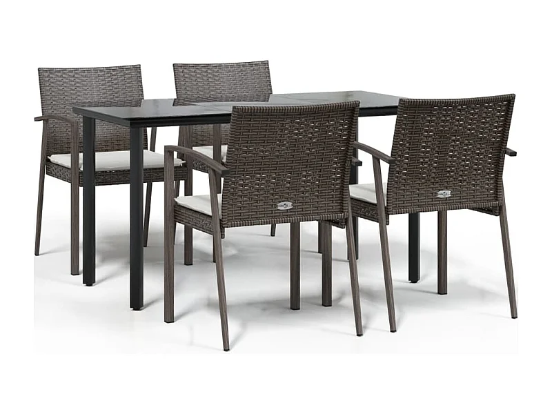 Ephrata  Ensemble à manger de jardin 5 pcs coussins résine tressée acier