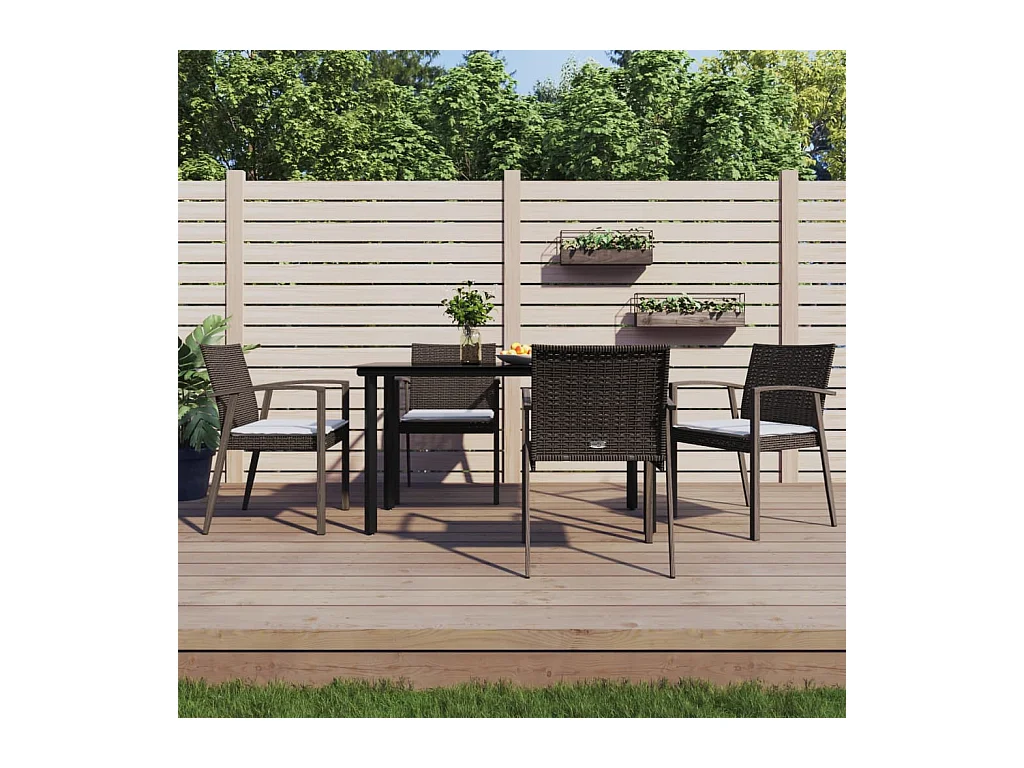 Ephrata  Ensemble à manger de jardin 5 pcs coussins résine tressée acier