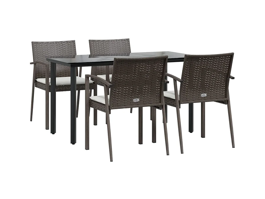 Ephrata  Ensemble à manger de jardin 5 pcs coussins résine tressée acier