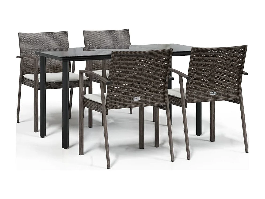 Ephrata  Ensemble à manger de jardin 5 pcs coussins résine tressée acier