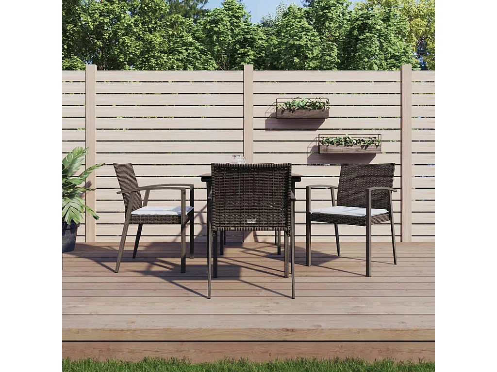 Bucyrus  Ensemble à manger de jardin 5 pcs coussins résine tressée acier