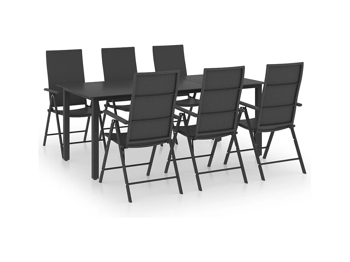 Rick Mason  Juego de comedor para jardín 7 piezas negro