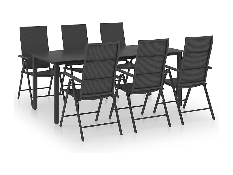 Rick Mason  Ensemble à manger de jardin 7 pcs noir