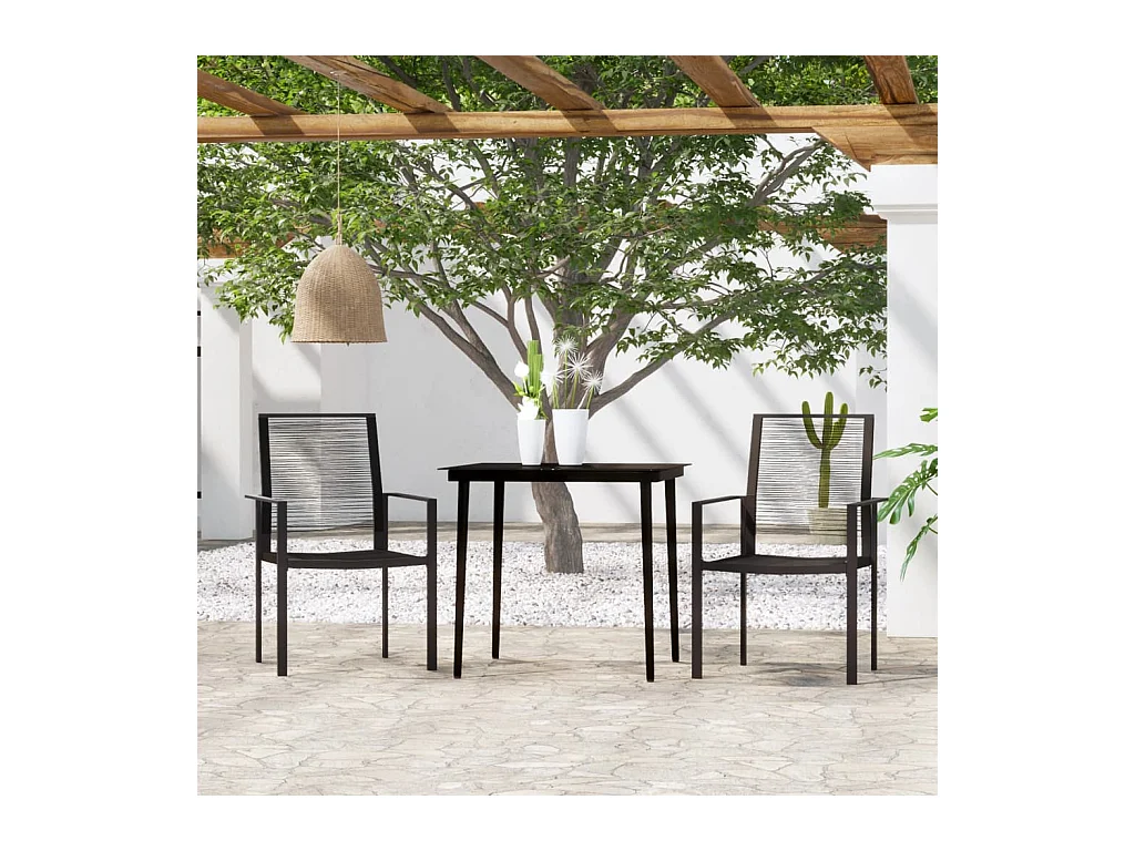 Lucie-Rose  Ensemble à manger de jardin 3 pcs Noir