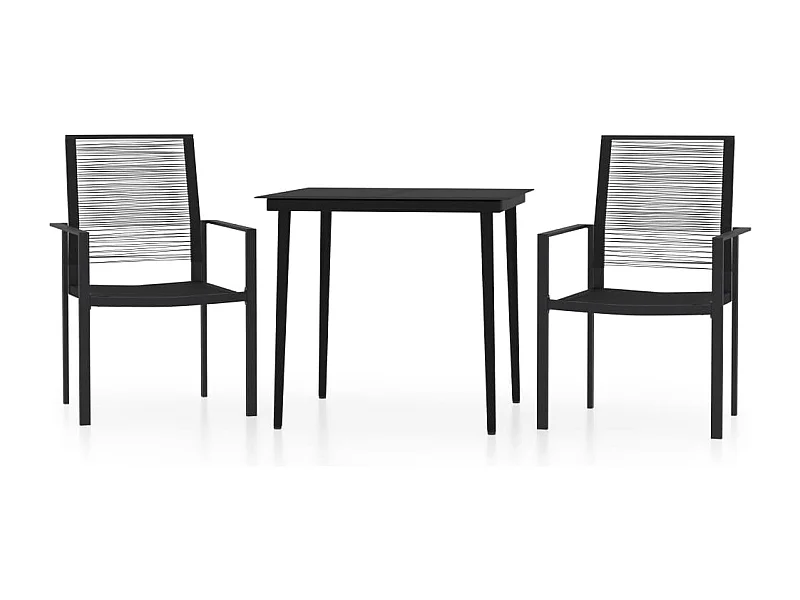 Lucie-Rose  Juego de comedor de jardín 3 piezas negro