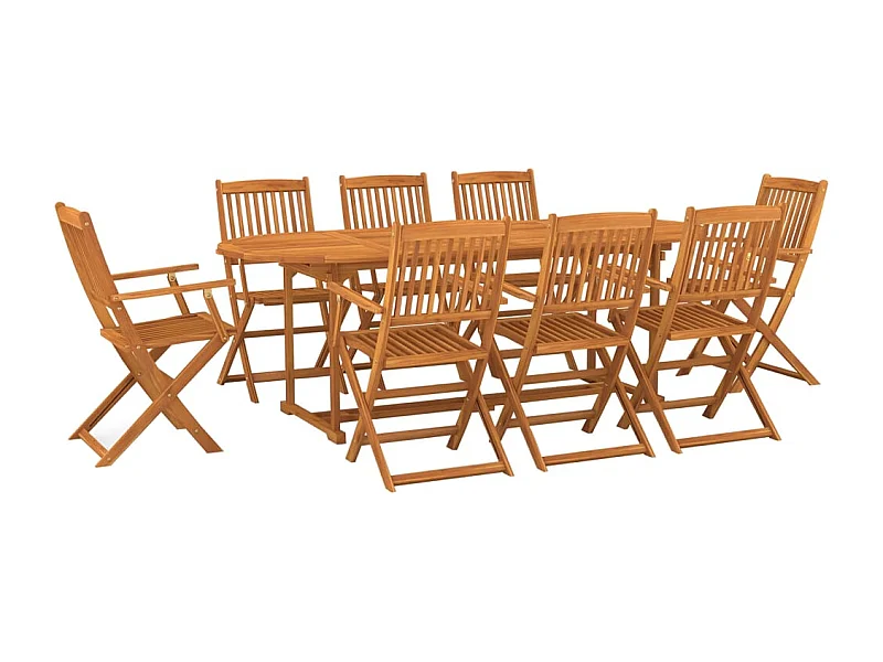 Jersey Village  Ensemble à manger de jardin 9 pcs 220x90x75 cm bois d'acacia